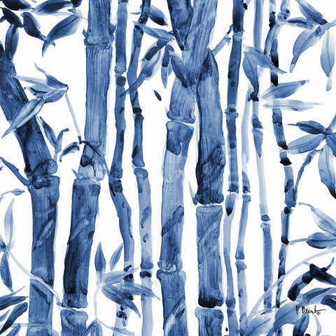 Bamboo Grove IV - Blue Black Modern Wood Framed Art Print by Brent, Paul