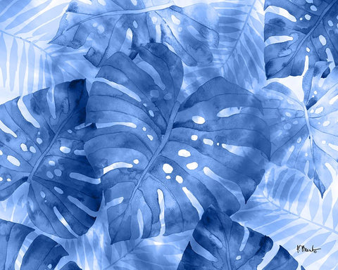 Tie Dye Palm Frond - Indigo Black Modern Wood Framed Art Print by Brent, Paul