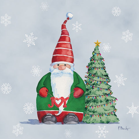 Christmas Gnome II Black Modern Wood Framed Art Print by Brent, Paul