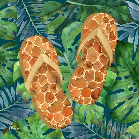 Animal Print Flip Flops III Black Modern Wood Framed Art Print by Brent, Paul