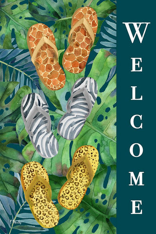 Animal Print Flip Flops Vertical II Black Modern Wood Framed Art Print by Brent, Paul