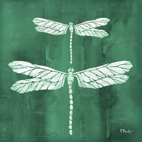 Garden Flight II - Emerald White Modern Wood Framed Art Print with Double Matting by Brent, Paul