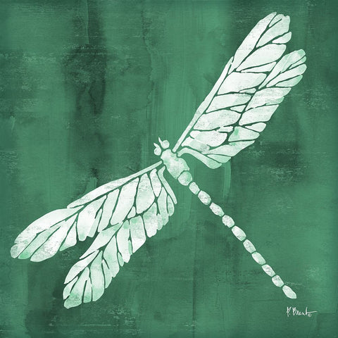 Garden Flight IV - Emerald White Modern Wood Framed Art Print with Double Matting by Brent, Paul