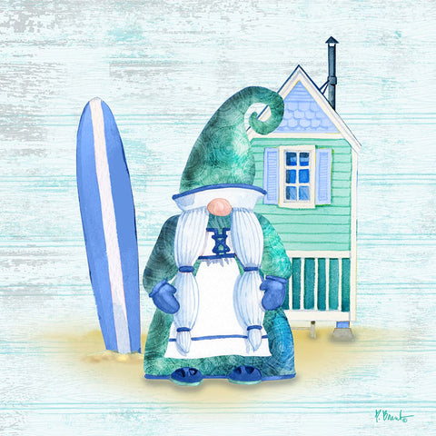 Coastal Gnome IV White Modern Wood Framed Art Print with Double Matting by Brent, Paul