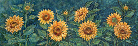 Impressions of Sunflowers Horizontal III Black Ornate Wood Framed Art Print with Double Matting by Brent, Paul