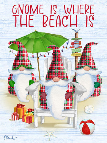 Coastal Gnome Vertical - Holiday Black Ornate Wood Framed Art Print with Double Matting by Brent, Paul