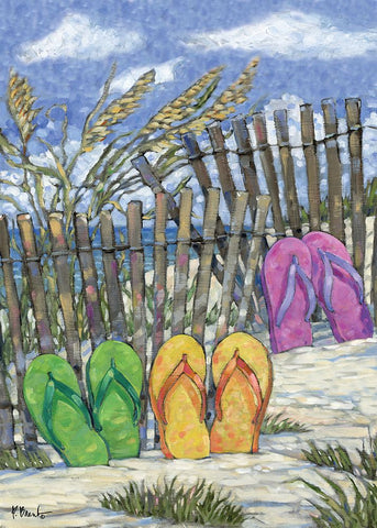 Impressions of Flip Flops Vertical Black Modern Wood Framed Art Print by Brent, Paul