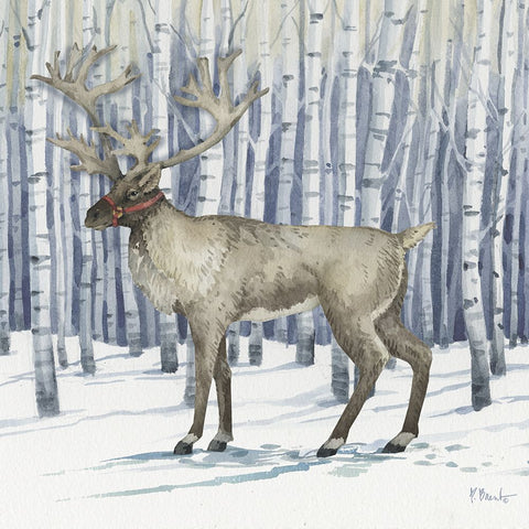 Birch Reindeer II Black Modern Wood Framed Art Print by Brent, Paul