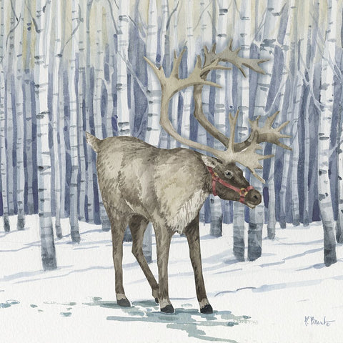 Birch Reindeer III Black Modern Wood Framed Art Print by Brent, Paul