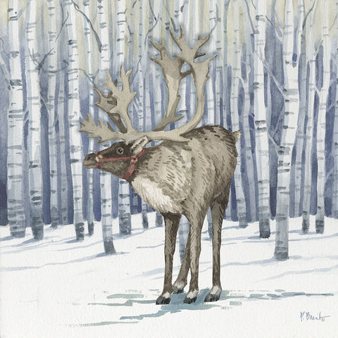 Birch Reindeer IV Black Modern Wood Framed Art Print by Brent, Paul