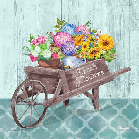 Flower Cart IV Black Modern Wood Framed Art Print by Brent, Paul