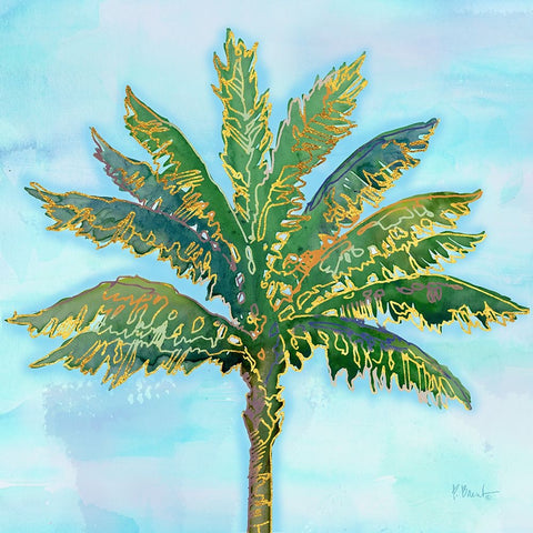 Hana Palm III - Blue Black Modern Wood Framed Art Print by Brent, Paul