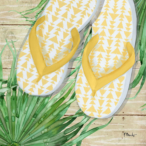 Frond Flip Flops II Black Modern Wood Framed Art Print by Brent, Paul