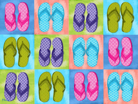 Flip Flop Quilt Horizontal Black Modern Wood Framed Art Print by Brent, Paul