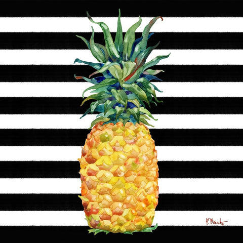 Kona Pineapple I - Black Stripe Black Modern Wood Framed Art Print by Brent, Paul