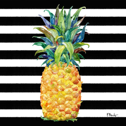 Kona Pineapple II - Black Stripe Black Modern Wood Framed Art Print by Brent, Paul