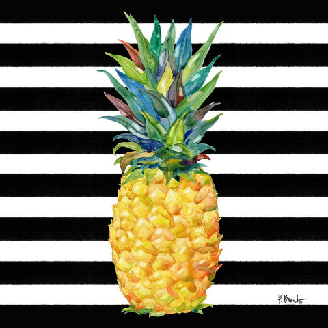 Kona Pineapple III - Black Stripe Black Modern Wood Framed Art Print by Brent, Paul