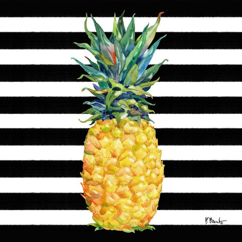 Kona Pineapple IV - Black Stripe Black Modern Wood Framed Art Print by Brent, Paul