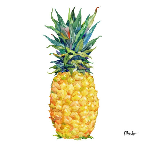 Kona Pineapple IV White Modern Wood Framed Art Print with Double Matting by Brent, Paul