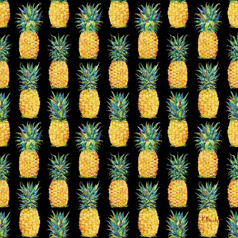 Kona Pineapple Repeat I - Black White Modern Wood Framed Art Print with Double Matting by Brent, Paul