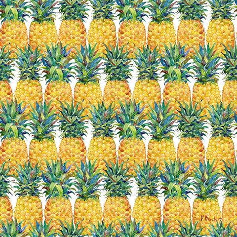 Kona Pineapple Repeat III White Modern Wood Framed Art Print with Double Matting by Brent, Paul