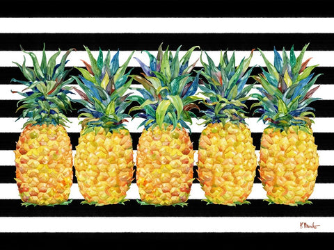 Kona Pineapple Horizontal - Black Stripe White Modern Wood Framed Art Print with Double Matting by Brent, Paul