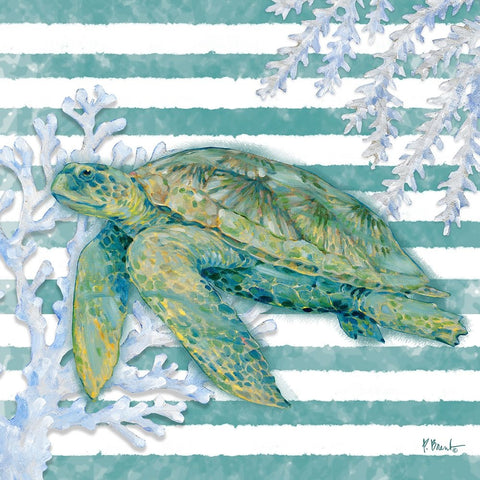 Aka Sea Turtle White Modern Wood Framed Art Print with Double Matting by Brent, Paul