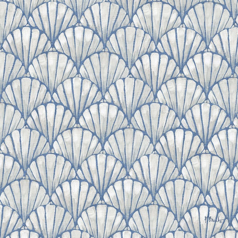 Deco Shell Pattern - Periwinkle White Modern Wood Framed Art Print with Double Matting by Brent, Paul