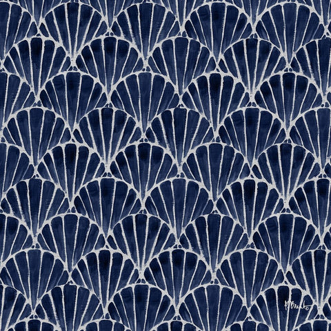 Deco Shell Pattern - Navy White Modern Wood Framed Art Print with Double Matting by Brent, Paul