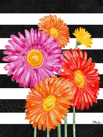 Helena Daisies Vertical Black Modern Wood Framed Art Print by Brent, Paul