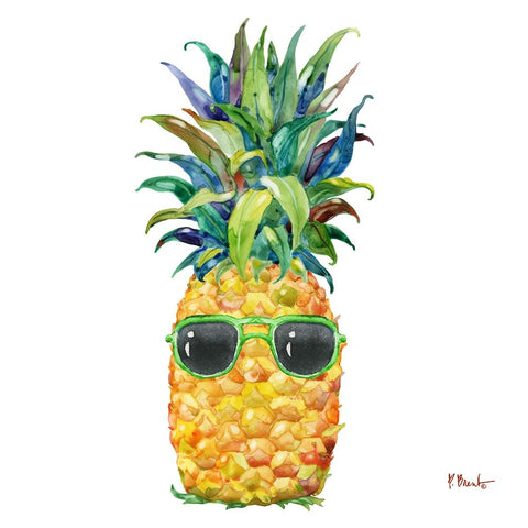 Cool Kona Pineapple II Black Modern Wood Framed Art Print by Brent, Paul