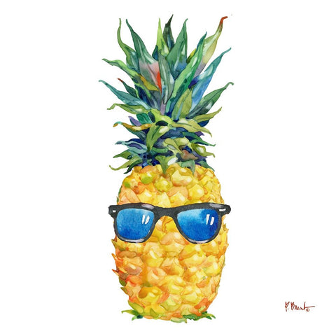 Cool Kona Pineapple III White Modern Wood Framed Art Print with Double Matting by Brent, Paul