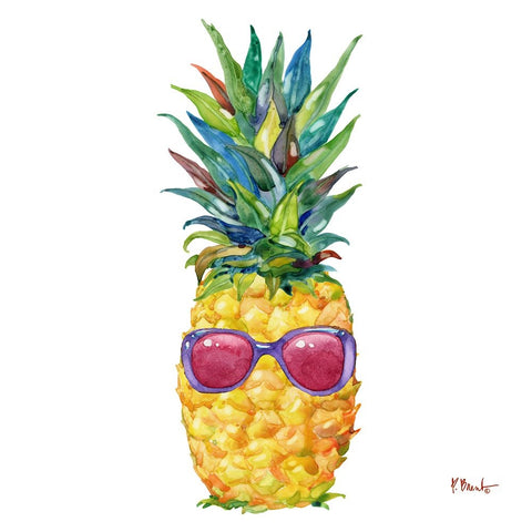 Cool Kona Pineapple IV White Modern Wood Framed Art Print with Double Matting by Brent, Paul