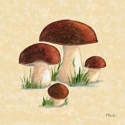 Mushroom Patch I - Parchment White Modern Wood Framed Art Print with Double Matting by Brent, Paul