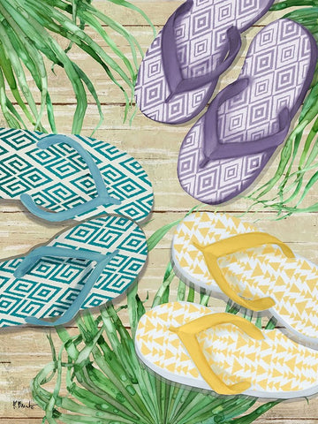 Frond Flip Flops Vertical White Modern Wood Framed Art Print with Double Matting by Brent, Paul