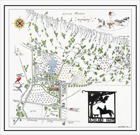 Ashland Farms Map Drawing White Modern Wood Framed Art Print with Double Matting by Lee, Rachel