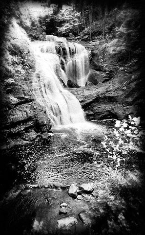 Bald River Falls Holga White Modern Wood Framed Art Print with Double Matting by Lee, Rachel