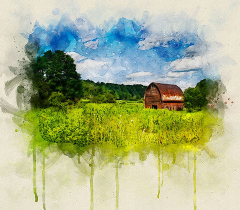 Barn 2 Watercolor Black Modern Wood Framed Art Print by Lee, Rachel