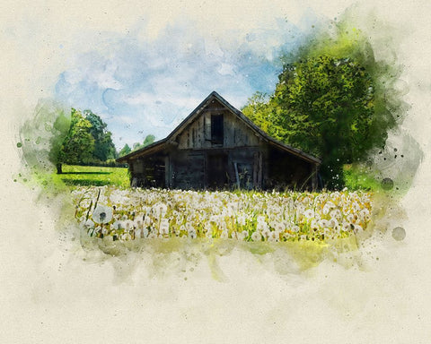 Barn 4 Watercolor White Modern Wood Framed Art Print with Double Matting by Lee, Rachel