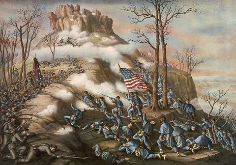 Battle of Chattanooga Drawing 4 Black Ornate Wood Framed Art Print with Double Matting by Lee, Rachel