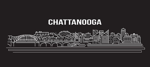 Chattanooga Abstract Drawing White Modern Wood Framed Art Print with Double Matting by Lee, Rachel