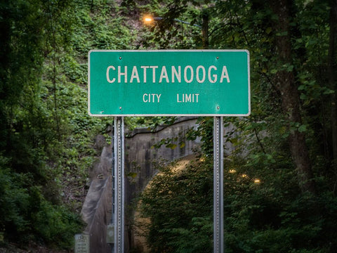 Chattanooga City Limit Black Modern Wood Framed Art Print by Lee, Rachel