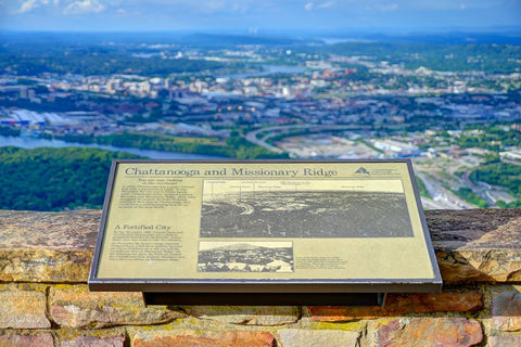 Chattanooga Missionary Ridge Plaque White Modern Wood Framed Art Print with Double Matting by Lee, Rachel