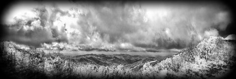 Cherohala Pano BW Holga Black Modern Wood Framed Art Print by Lee, Rachel