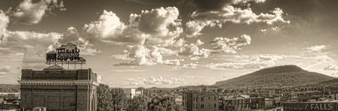 Choo Choo to Lookout Pano Sepia White Modern Wood Framed Art Print with Double Matting by Lee, Rachel