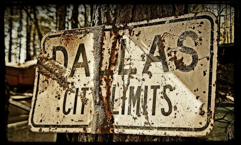 Dallas City Limits Black Ornate Wood Framed Art Print with Double Matting by Lee, Rachel