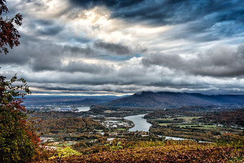 Fall View to Lookout White Modern Wood Framed Art Print with Double Matting by Lee, Rachel