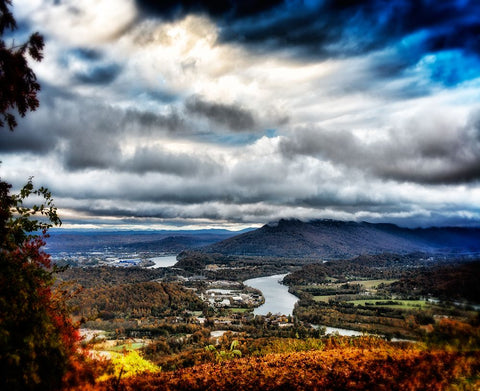 Fall View to Lookout Glow White Modern Wood Framed Art Print with Double Matting by Lee, Rachel