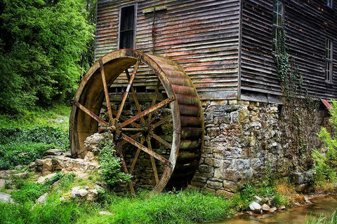 Grist Mill Black Ornate Wood Framed Art Print with Double Matting by Lee, Rachel