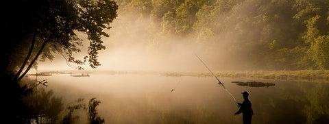 Hiwassee Fishing 2 White Modern Wood Framed Art Print with Double Matting by Lee, Rachel